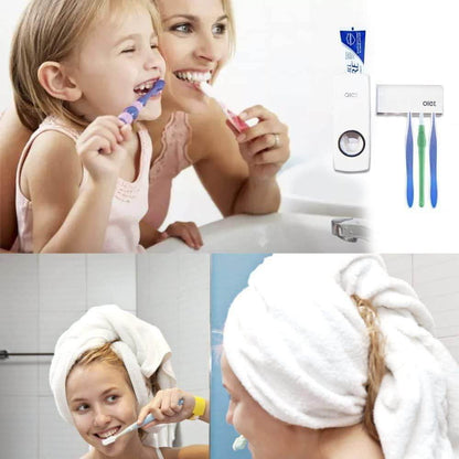 Toothpaste Dispenser and Toothbrush Holder Set